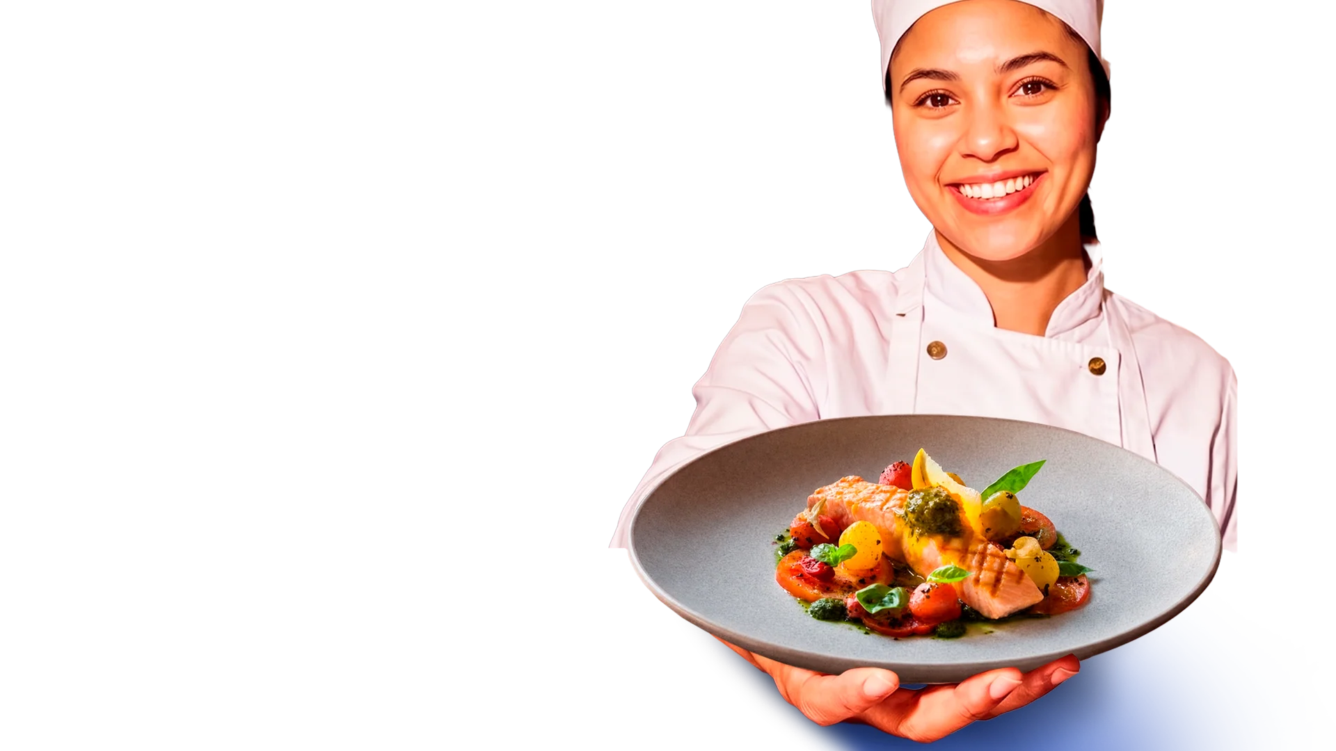 Chef sosteniendo un plato